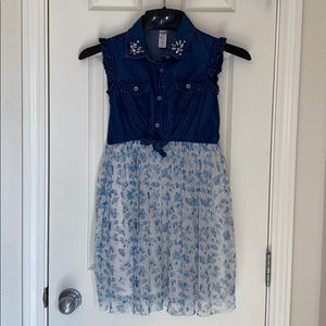 Justice Girls Denim and Floral Dress Size 10